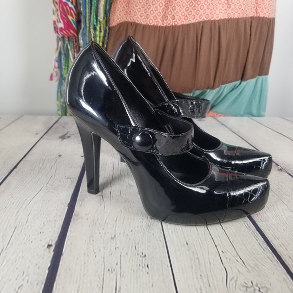 Giani Bini Black Platform Heels Sz 8.5M - Picture 1 of 8